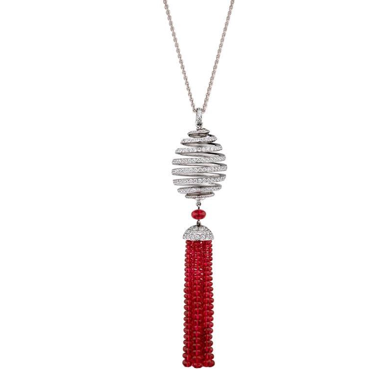 FABERGE Diamond & Spinel Tassel Necklace - K.S. Sze & Sons