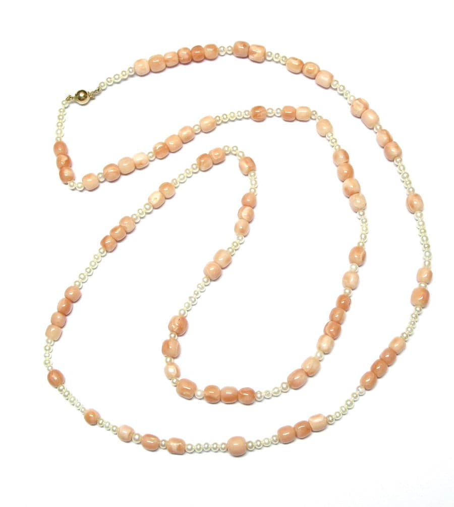 Freshwater Pearl & Coral Necklace - K.S. Sze & Sons