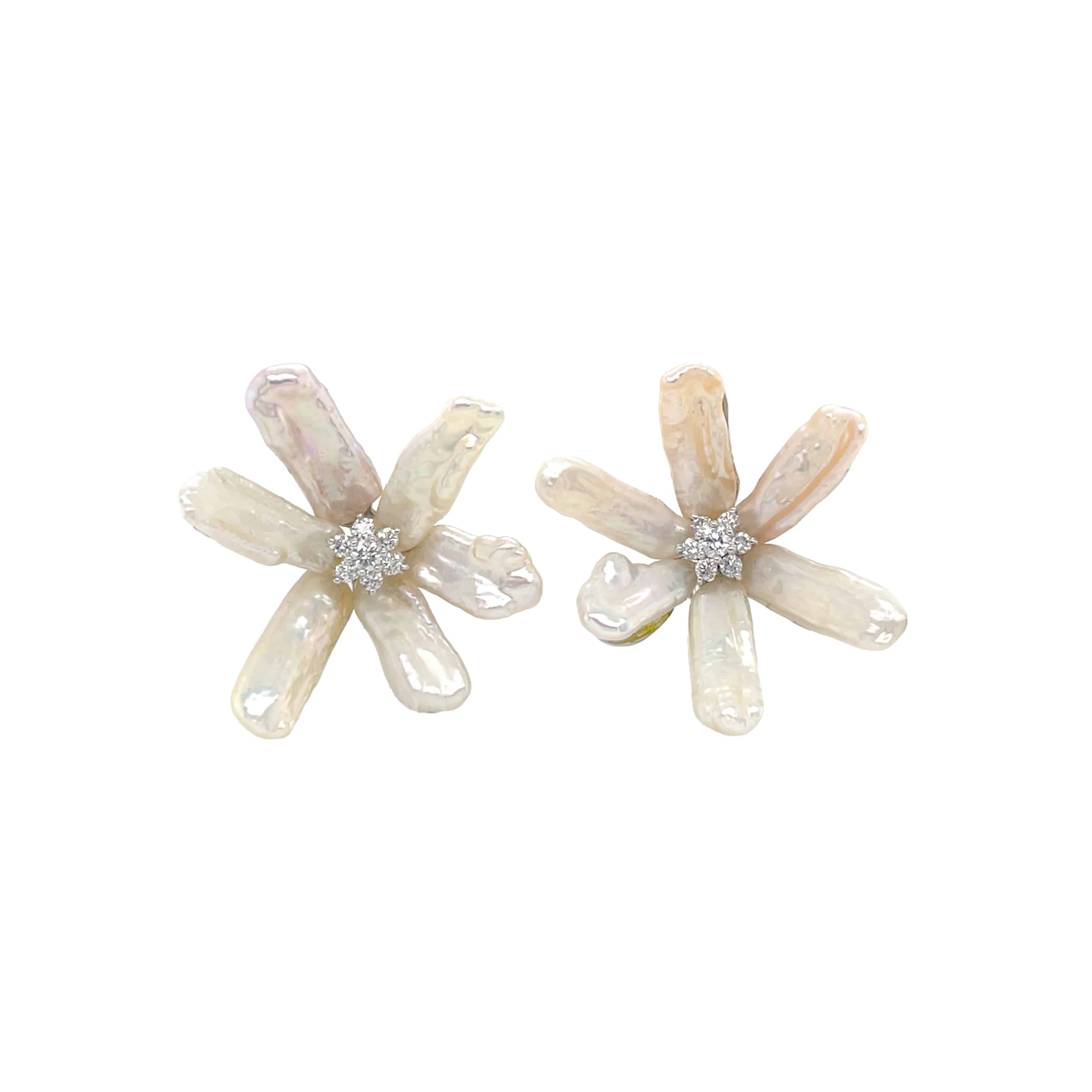 Freshwater Pearl & Diamond Earrings - K.S. Sze & Sons