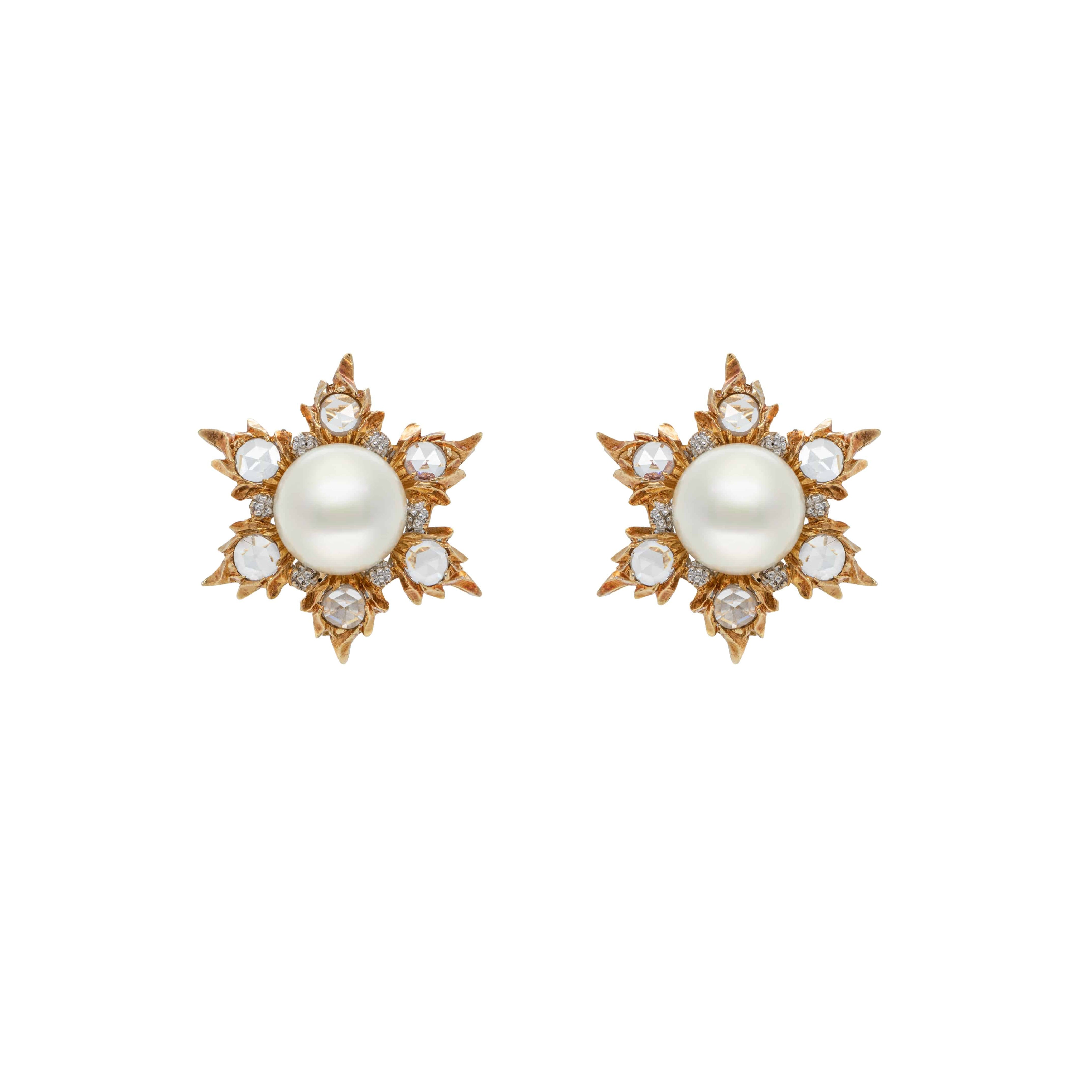 Gianmaria Buccellati Japanese Cultured Pearl & Diamond Earrings - K.S. Sze & Sons