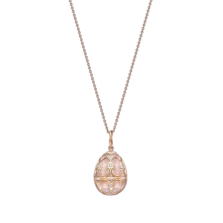 FABERGE Pink Guilloché Enamel Egg Pendant - K.S. Sze & Sons