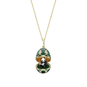 FABERGE Green Guilloché Enamel Panda Surprise Locket - K.S. Sze & Sons