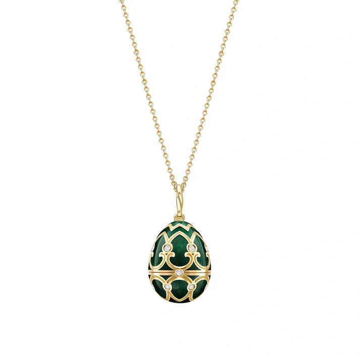 FABERGE Green Guilloché Enamel Panda Surprise Locket - K.S. Sze & Sons