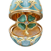 FABERGE Turquoise Guilloché Enamel Clover Surprise Locket - K.S. Sze & Sons