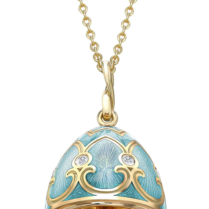 FABERGE Turquoise Guilloché Enamel Hen Surprise Locket - K.S. Sze & Sons
