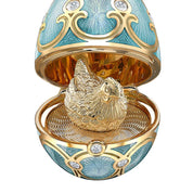 FABERGE Turquoise Guilloché Enamel Hen Surprise Locket - K.S. Sze & Sons