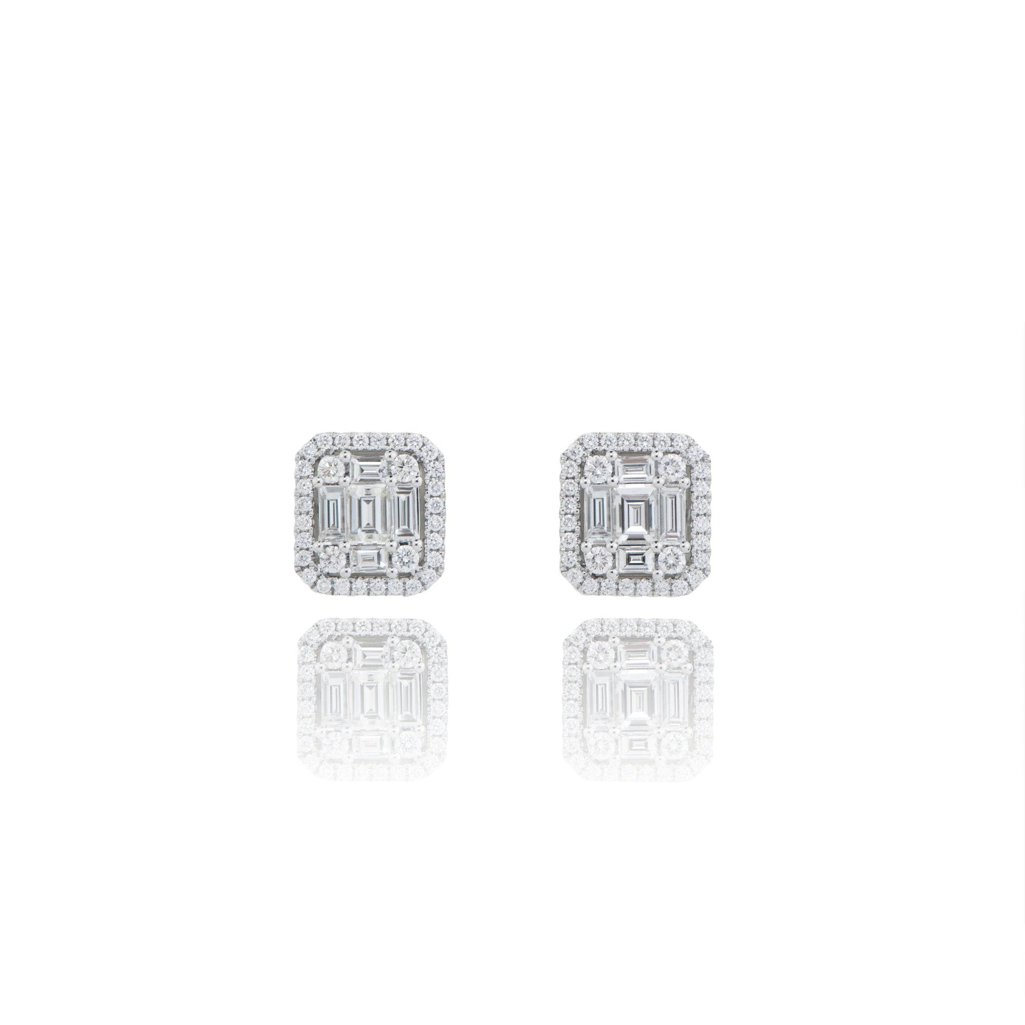 Illusion Square Studs - K.S. Sze & Sons