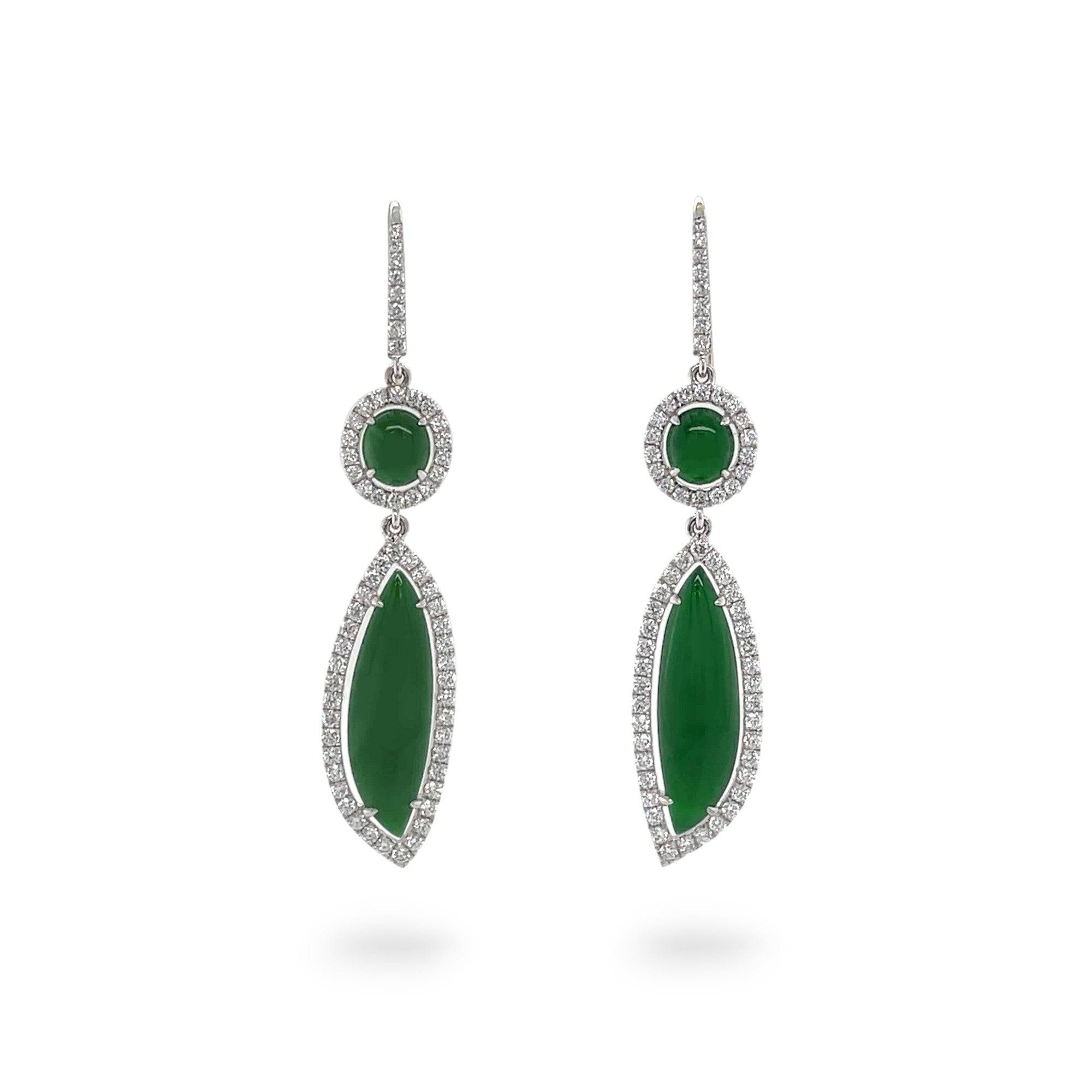 Jadeite & Diamond Drop Earrings - K.S. Sze & Sons