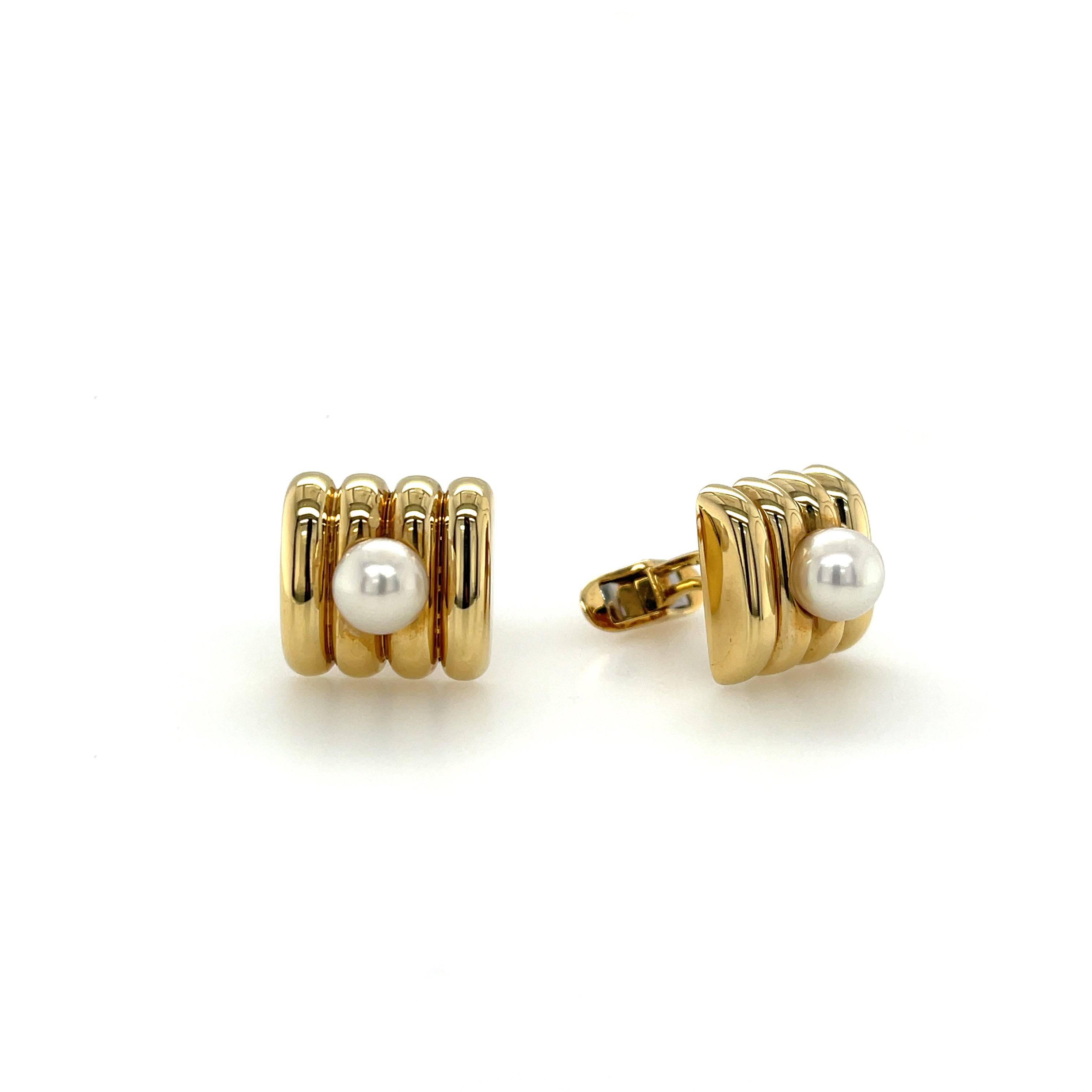 Japanese Cultured Pearl Cufflinks - K.S. Sze & Sons