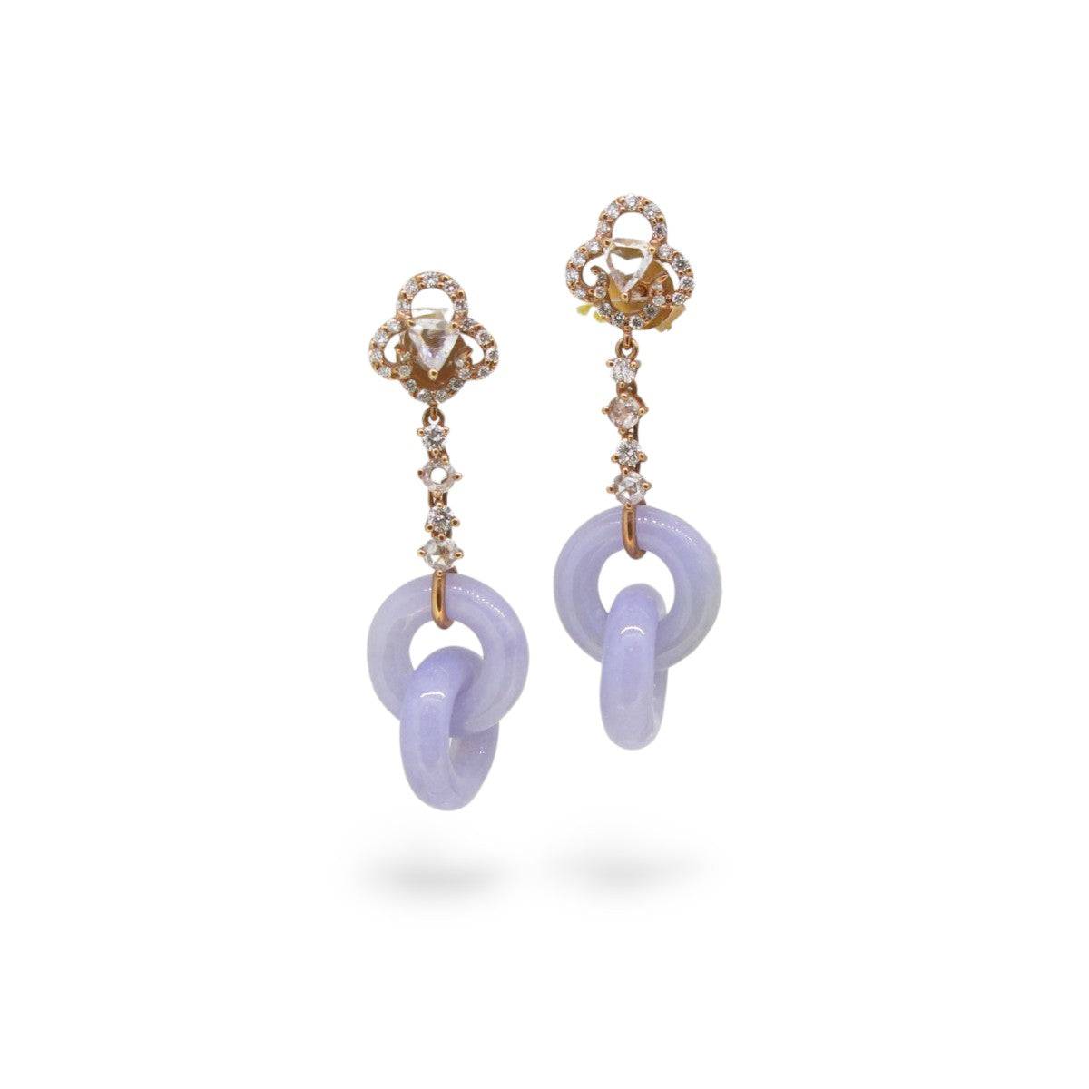 Double-Link Lavender Jade Earrings - K.S. Sze & Sons