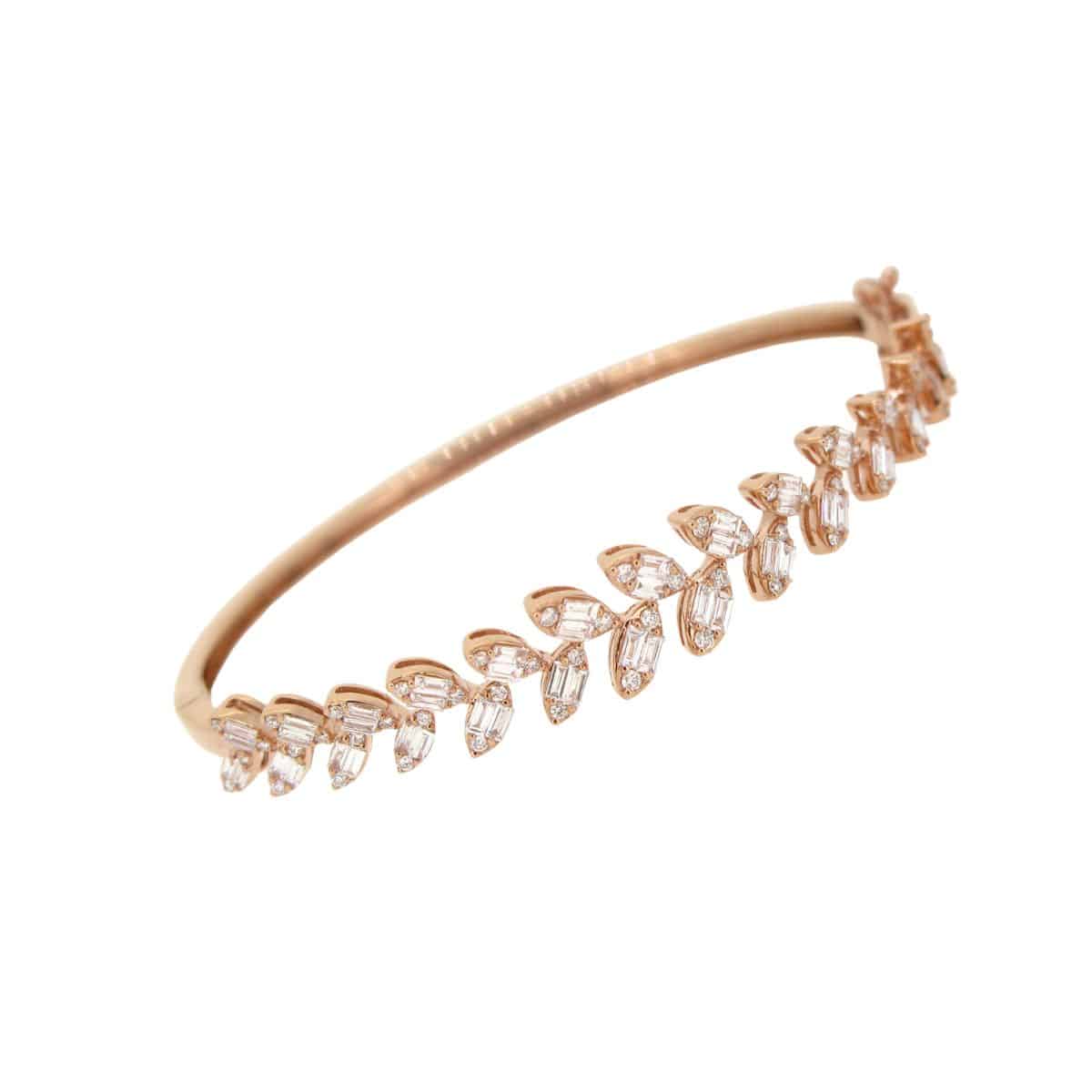 Leaf Shape Illusion Diamond Bangle - K.S. Sze & Sons
