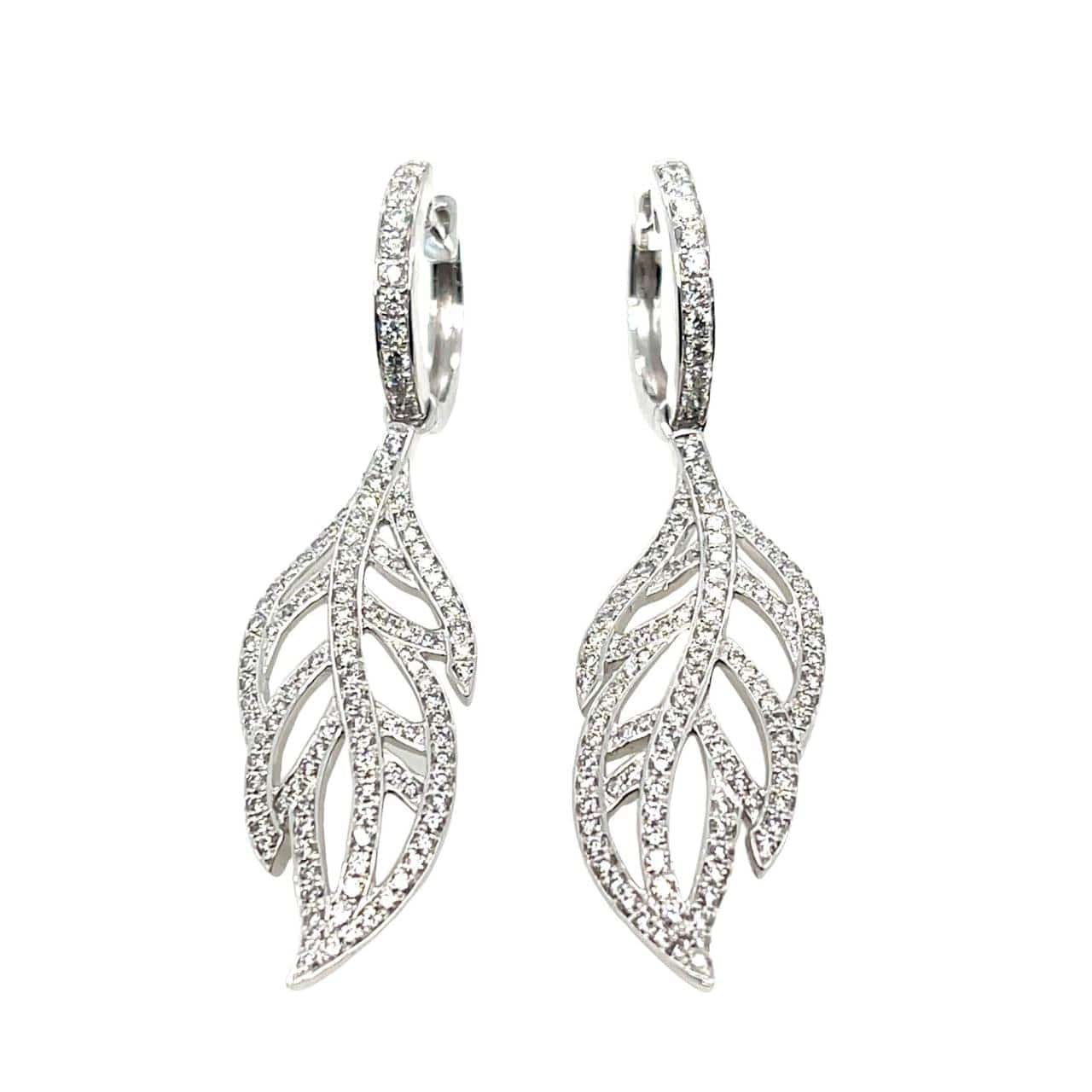 Leaf Shaped Diamond Dangling Earrings - K.S. Sze & Sons