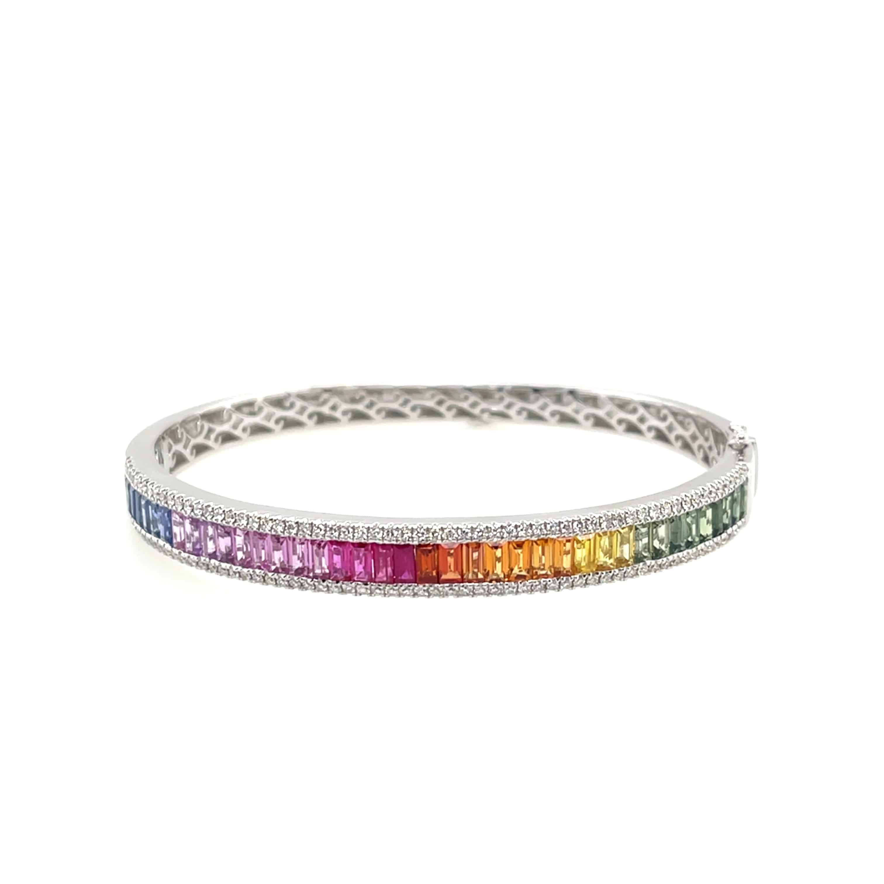 Multicolored Sapphire & Diamond Bangle - K.S. Sze & Sons