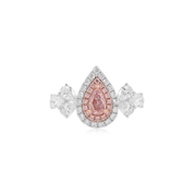 Pear Shape Pink & White Diamond Ring - K.S. Sze & Sons