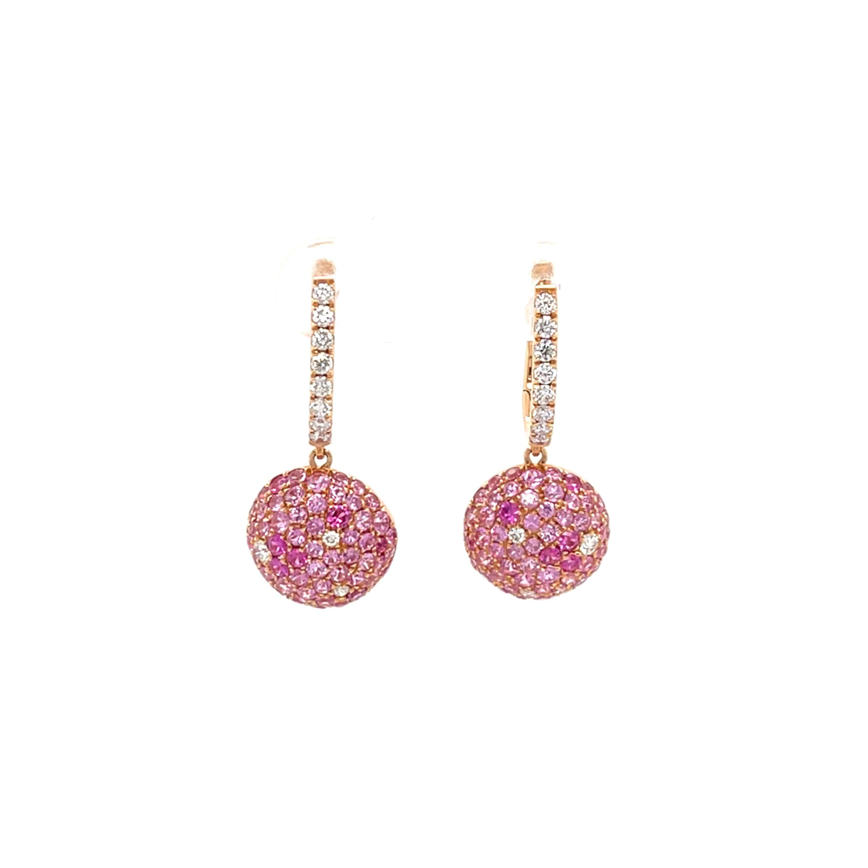 Pink Sapphire & Diamond Earrings - K.S. Sze & Sons
