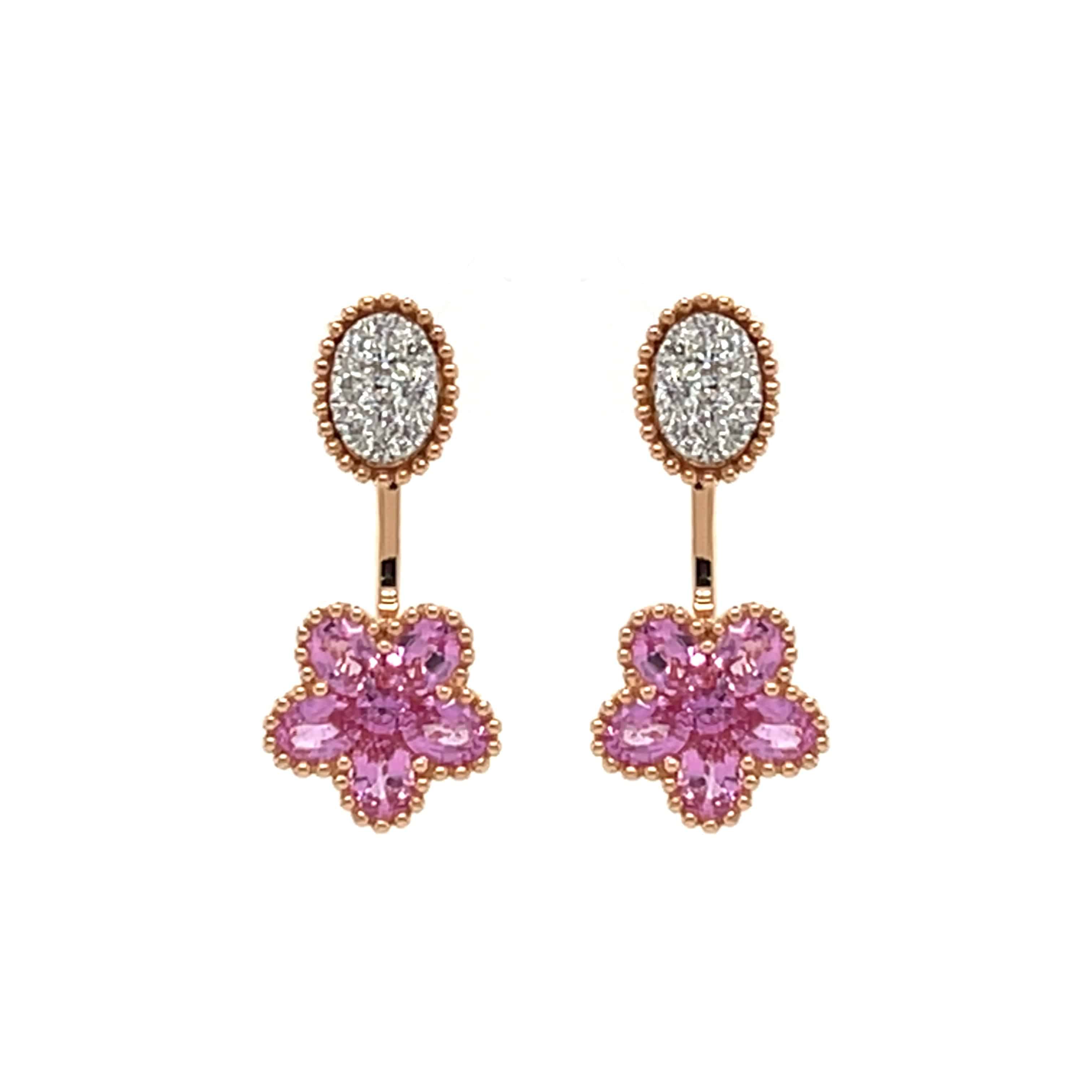 Pink Sapphire & Diamond Earrings - K.S. Sze & Sons
