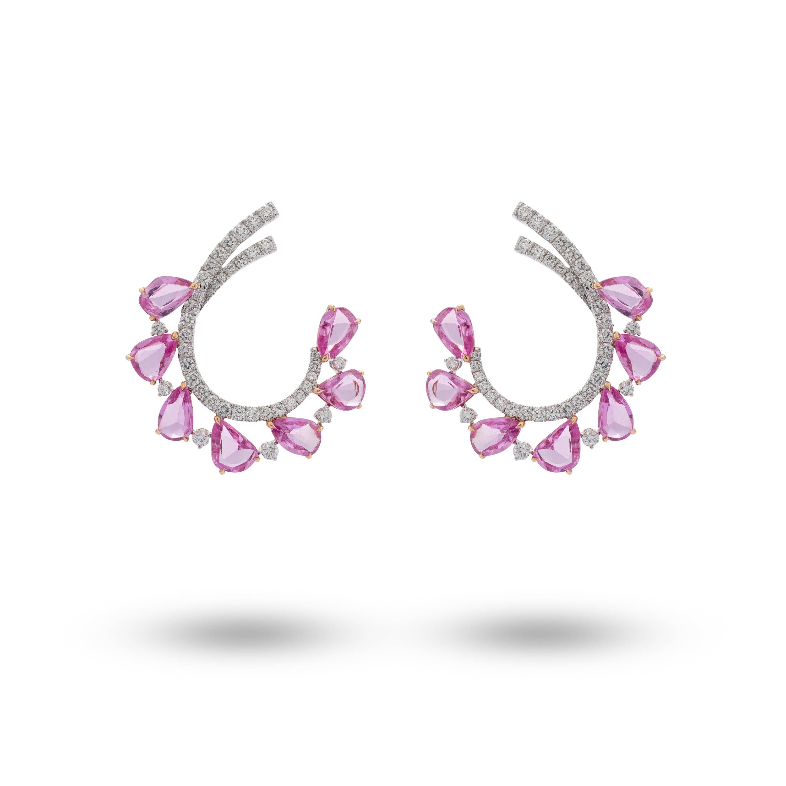Pink Sapphire & Diamond Earrings - K.S. Sze & Sons