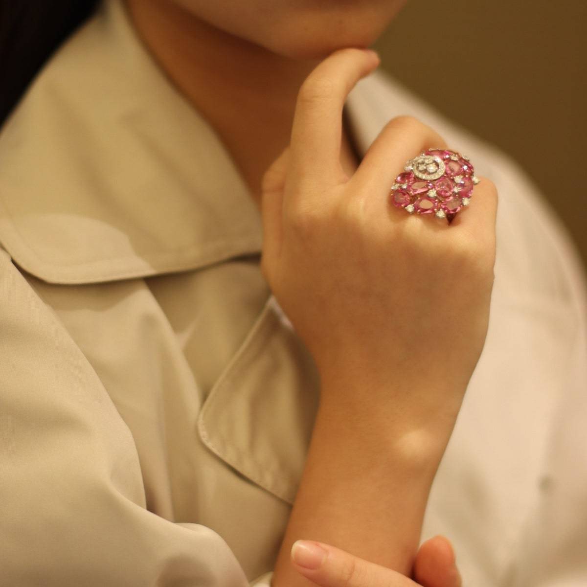 Pink Sapphire & Diamond Ring - K.S. Sze & Sons