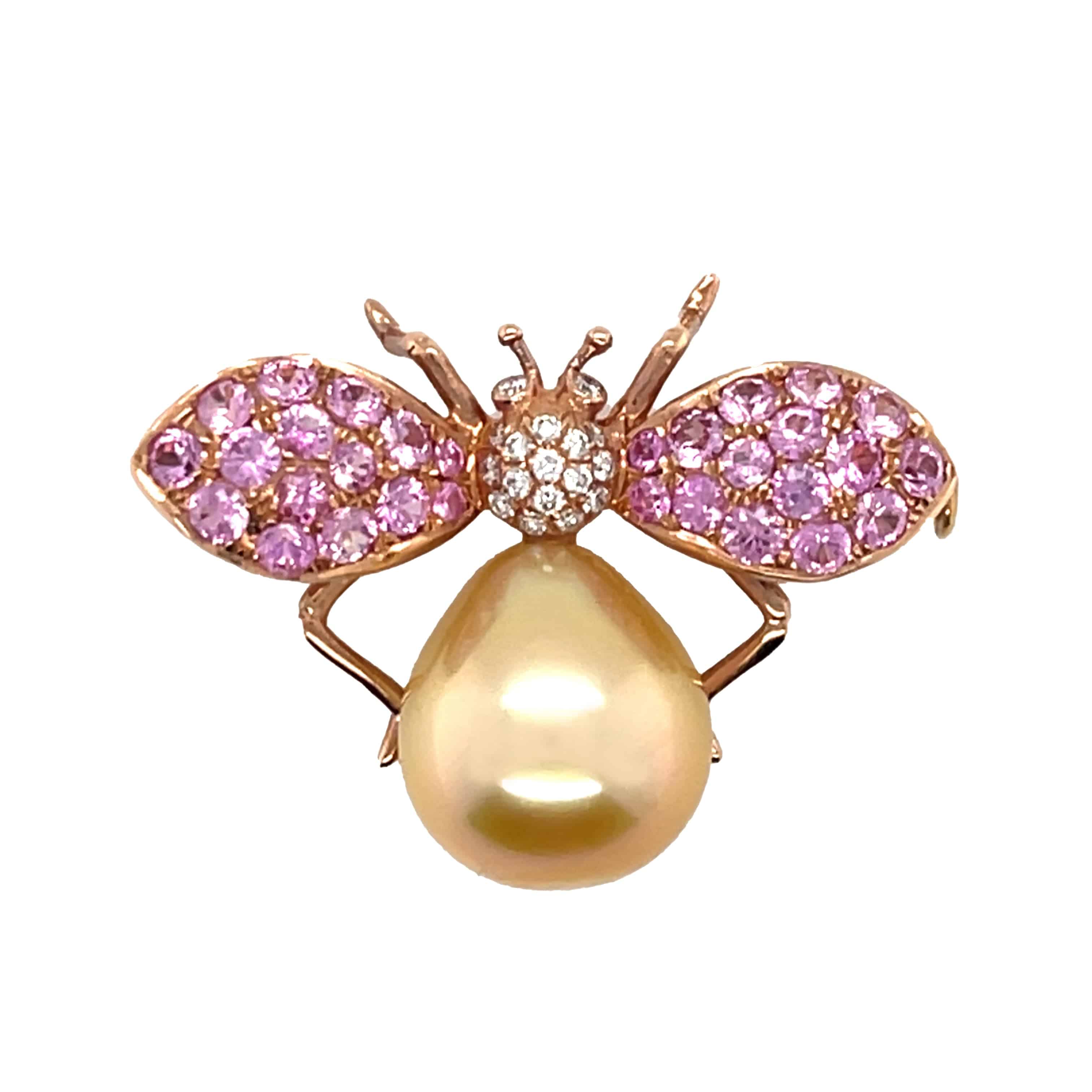 Pink Sapphire & South Sea Pearl Brooch - K.S. Sze & Sons