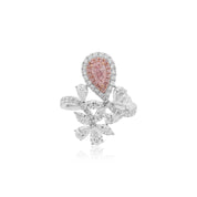 Pink & White Diamond Floral Ring - K.S. Sze & Sons