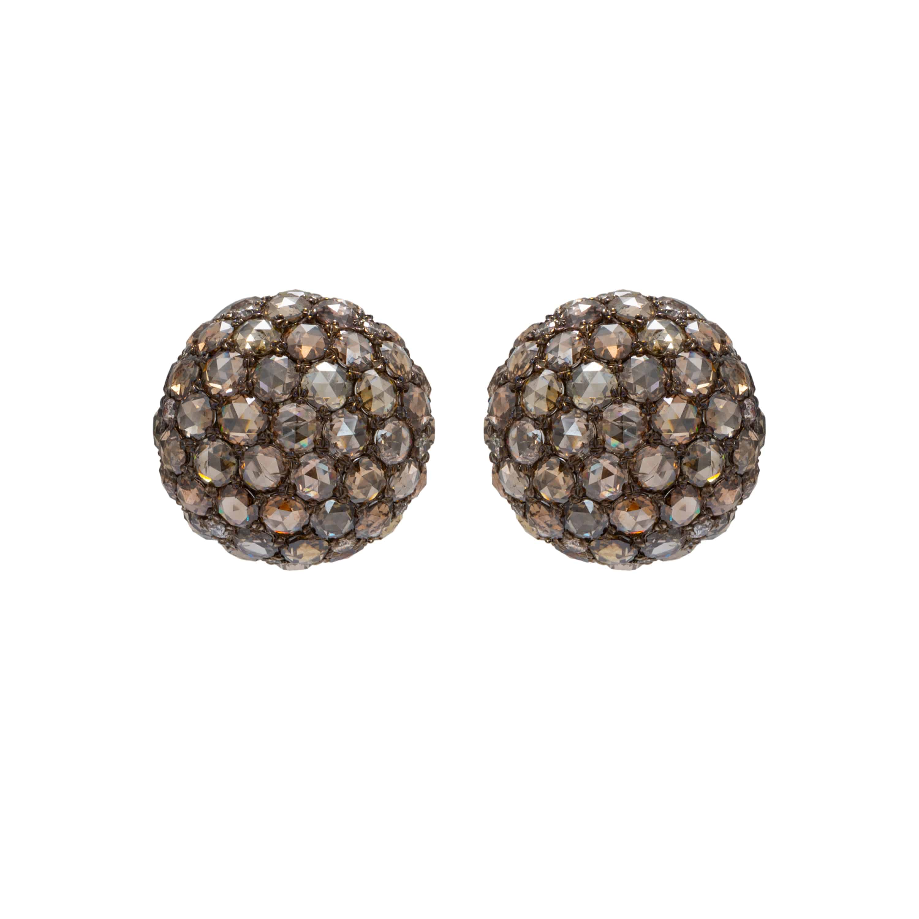 Rose Cut Brown Diamond Earrings - K.S. Sze & Sons