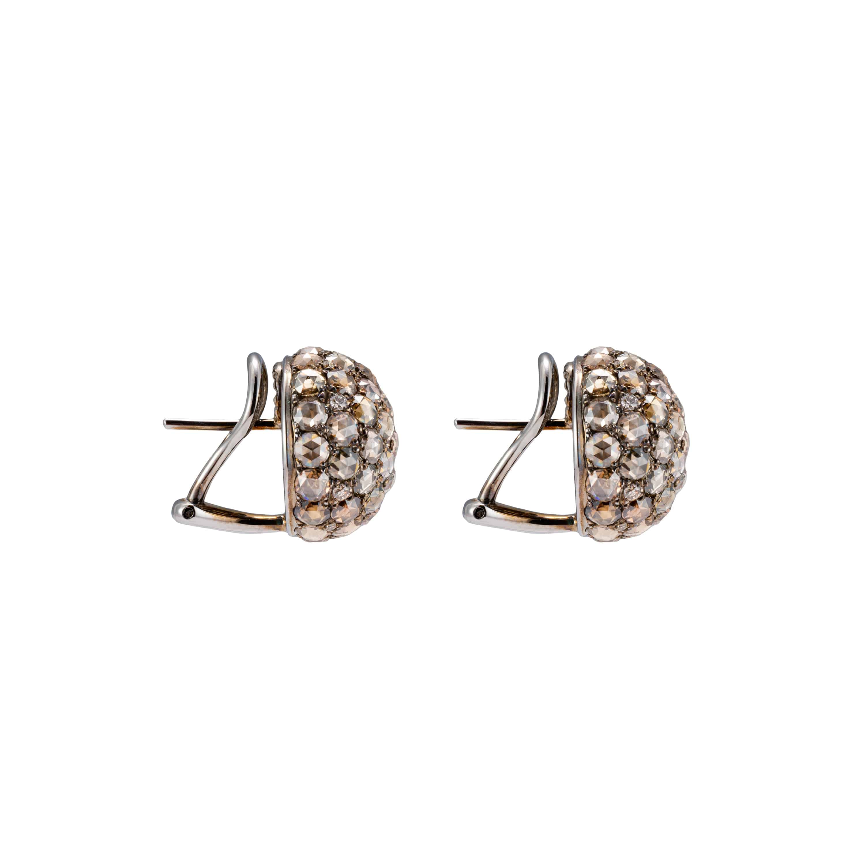Rose Cut Brown Diamond Earrings - K.S. Sze & Sons