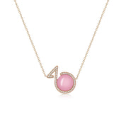 Rose Gold Pink Opal & Diamonds Necklace - K.S. Sze & Sons