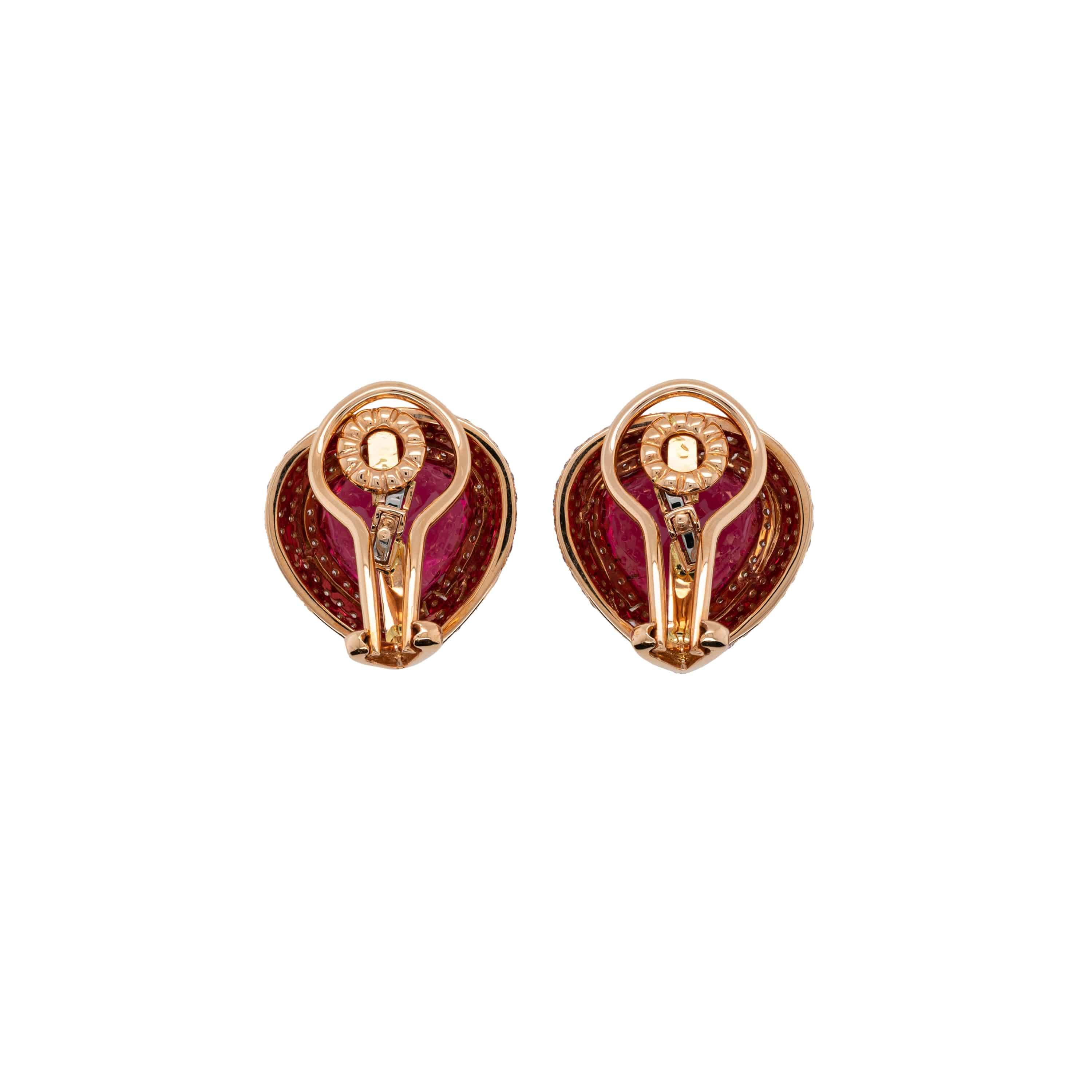 Rubellite & Diamond Clips Earrings - K.S. Sze & Sons