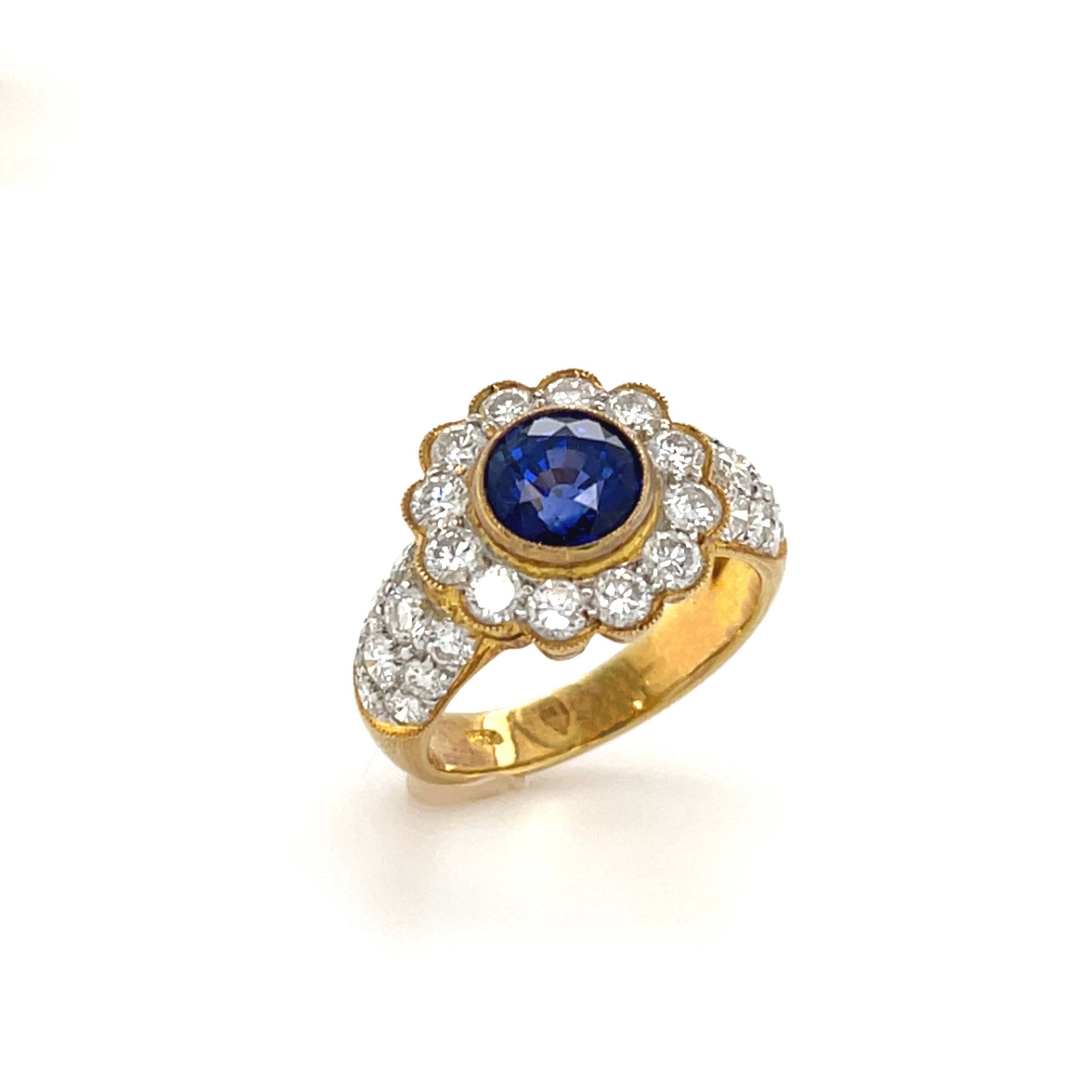 Sapphire & Diamond Flower Ring - K.S. Sze & Sons