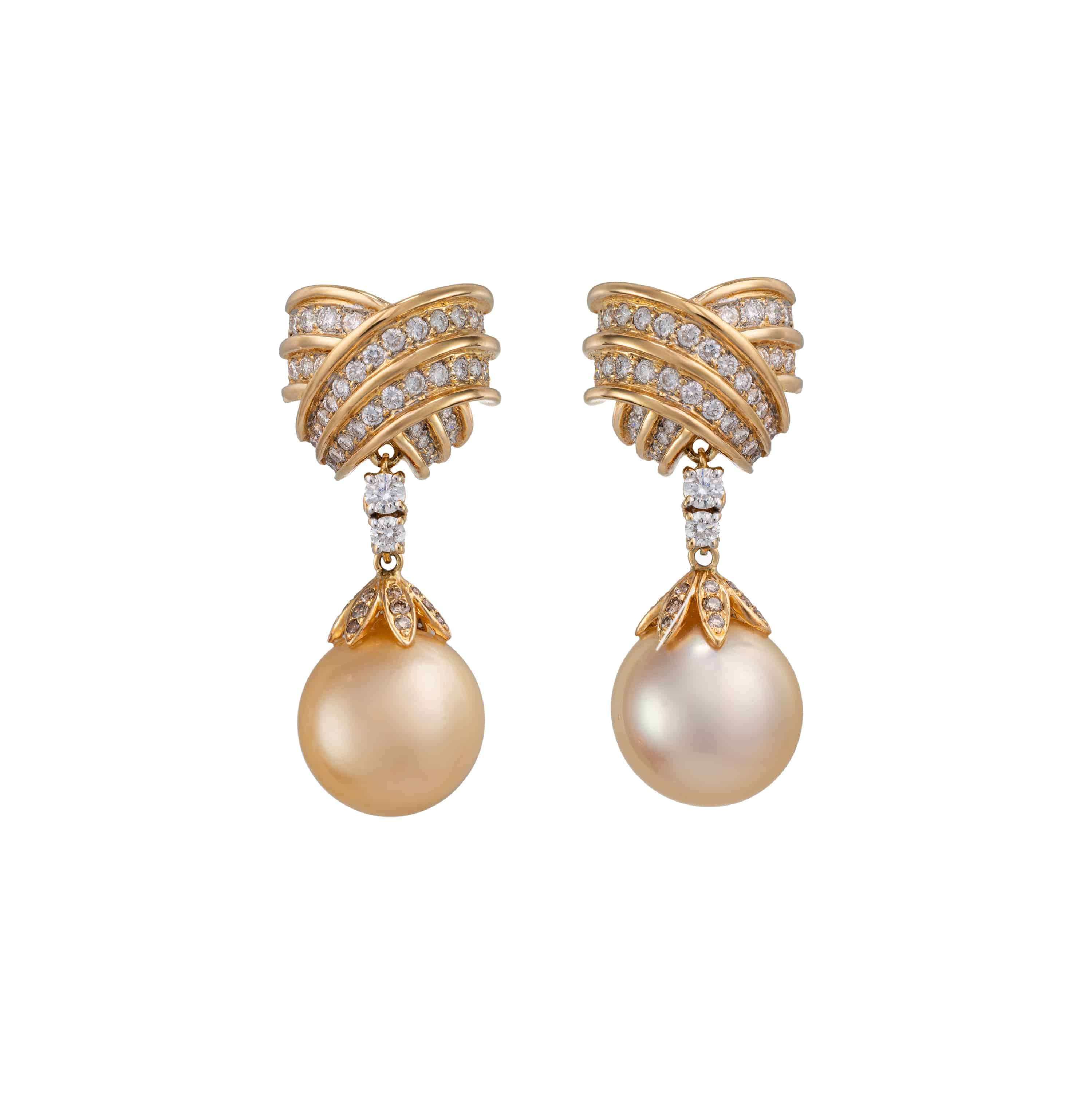South Sea Pearl & Diamond Drops Earrings - K.S. Sze & Sons
