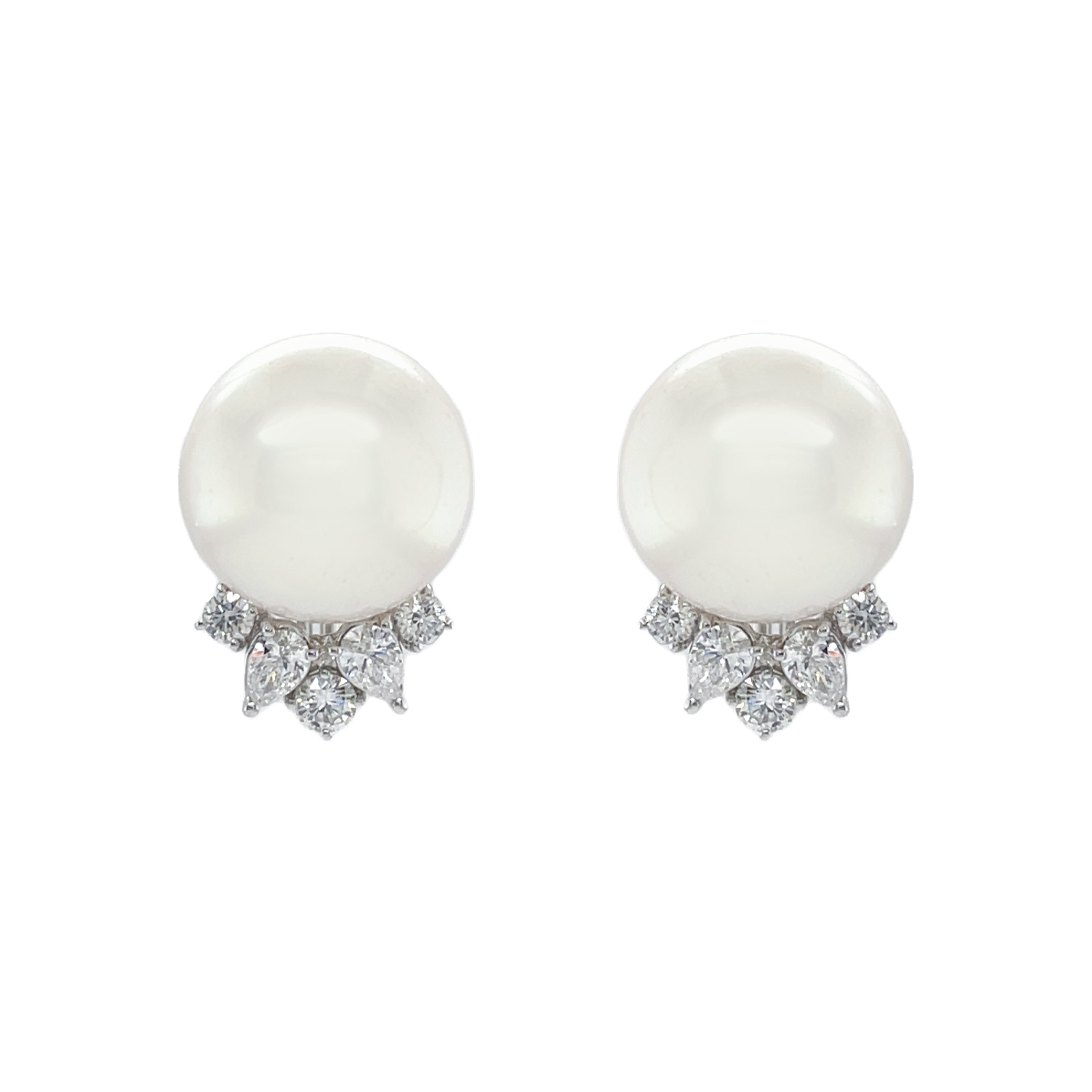 South Sea Pearl & Diamond Earrings - K.S. Sze & Sons