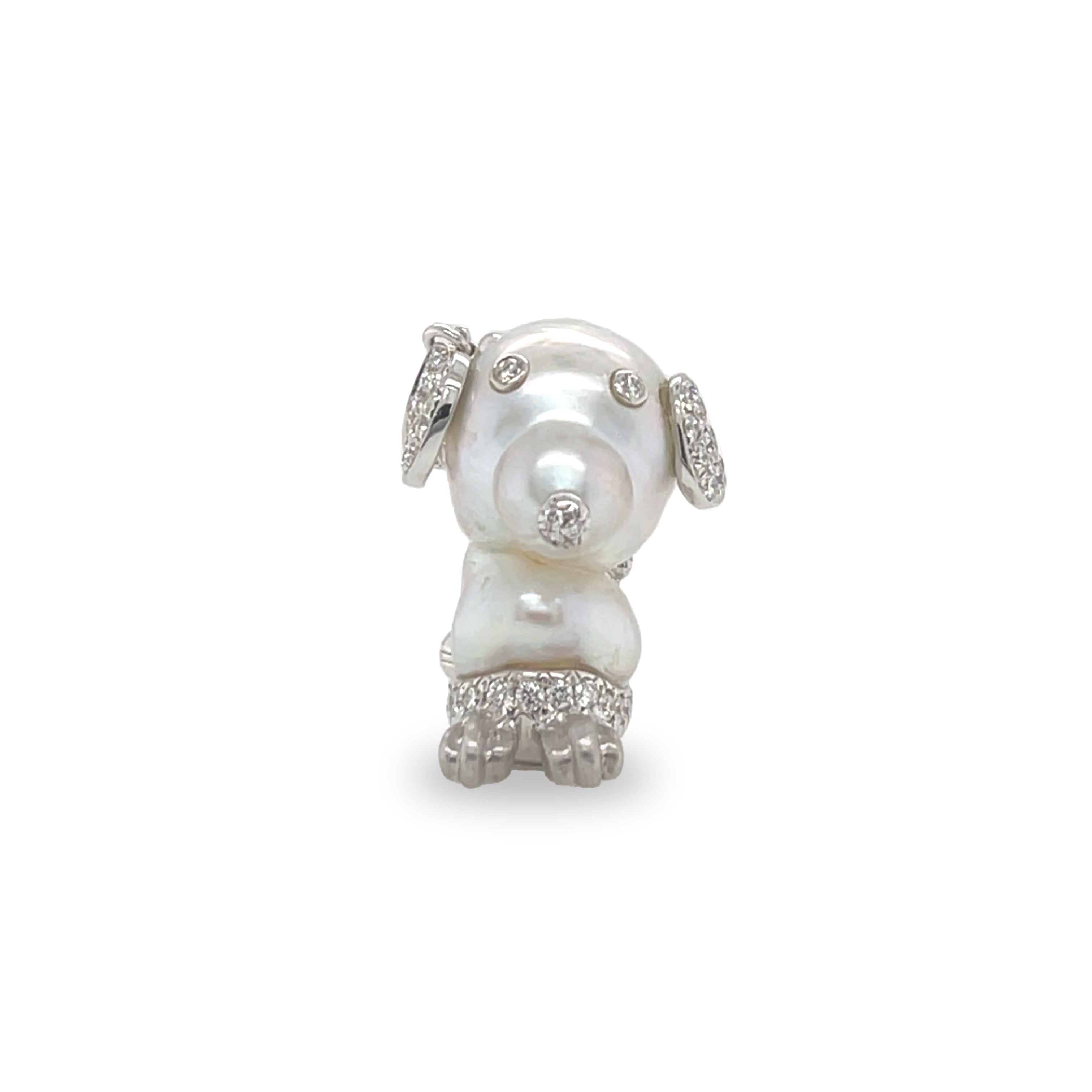 South Sea Pearl & Diamond Puppy Brooch - K.S. Sze & Sons