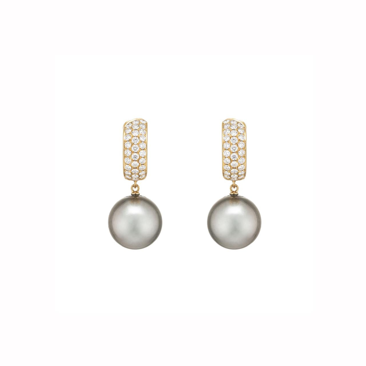 Tahitian South Sea Pearl & Diamond Earrings - K.S. Sze & Sons