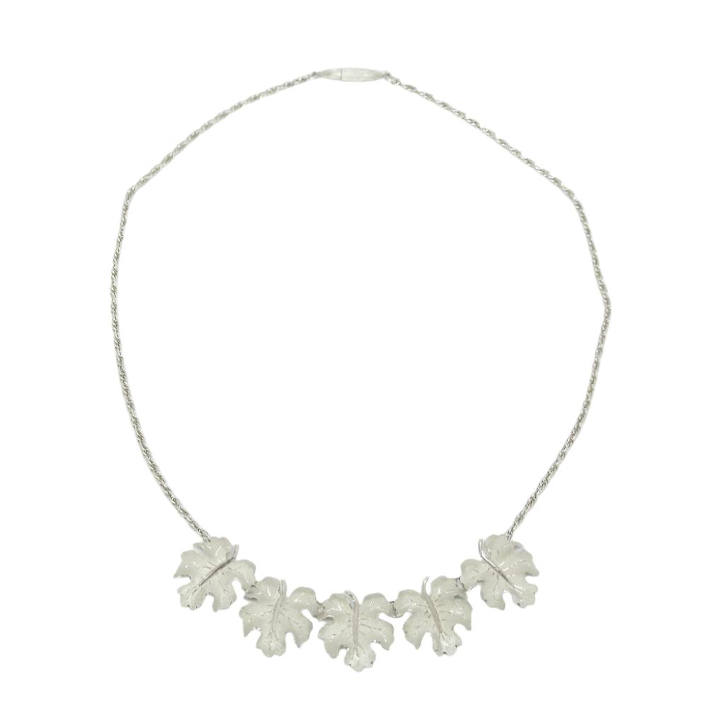 White Gold Leaves Necklace - K.S. Sze & Sons