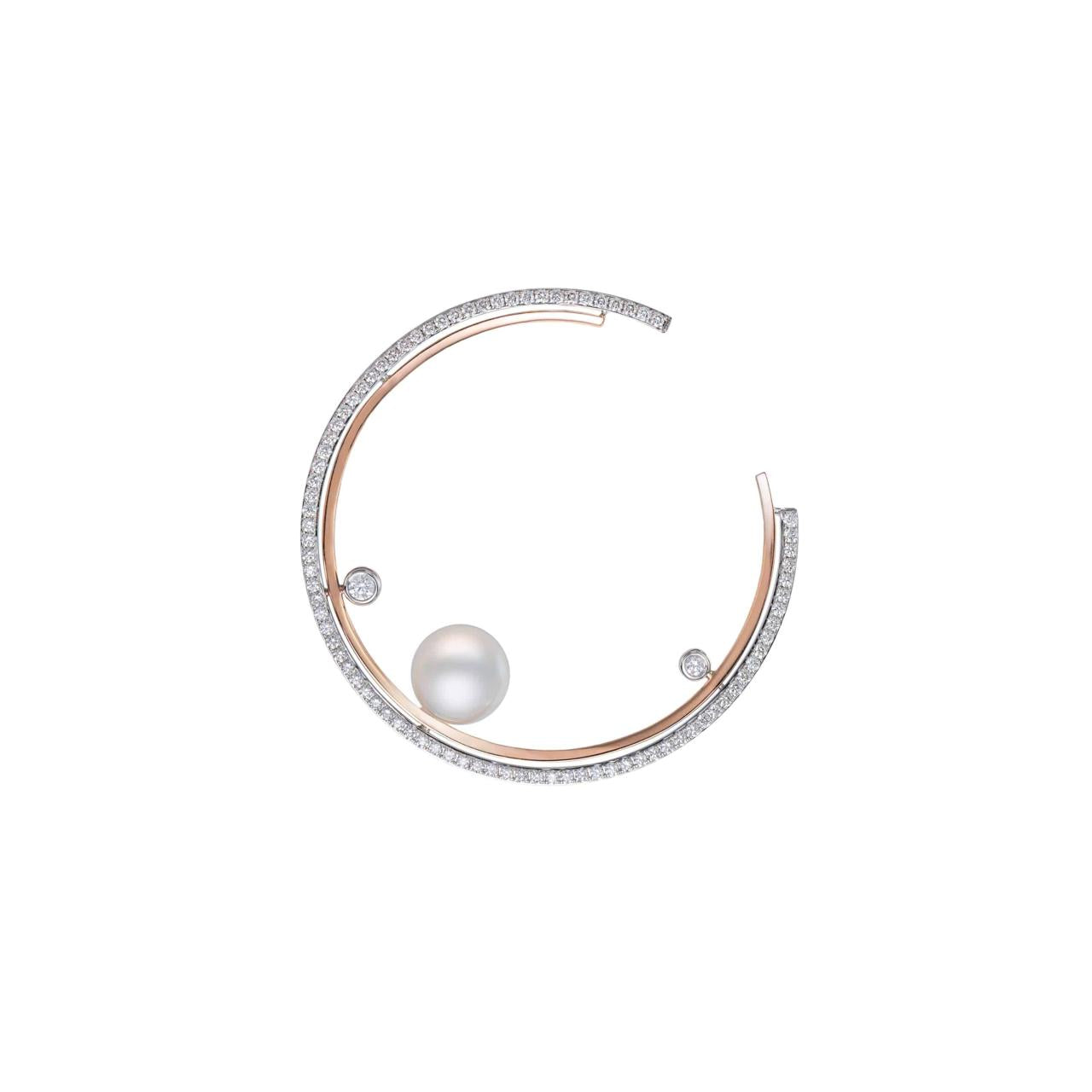 Pearl on Diamond Hoop - K.S. Sze & Sons