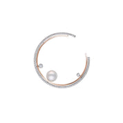 Pearl on Diamond Hoop - K.S. Sze & Sons