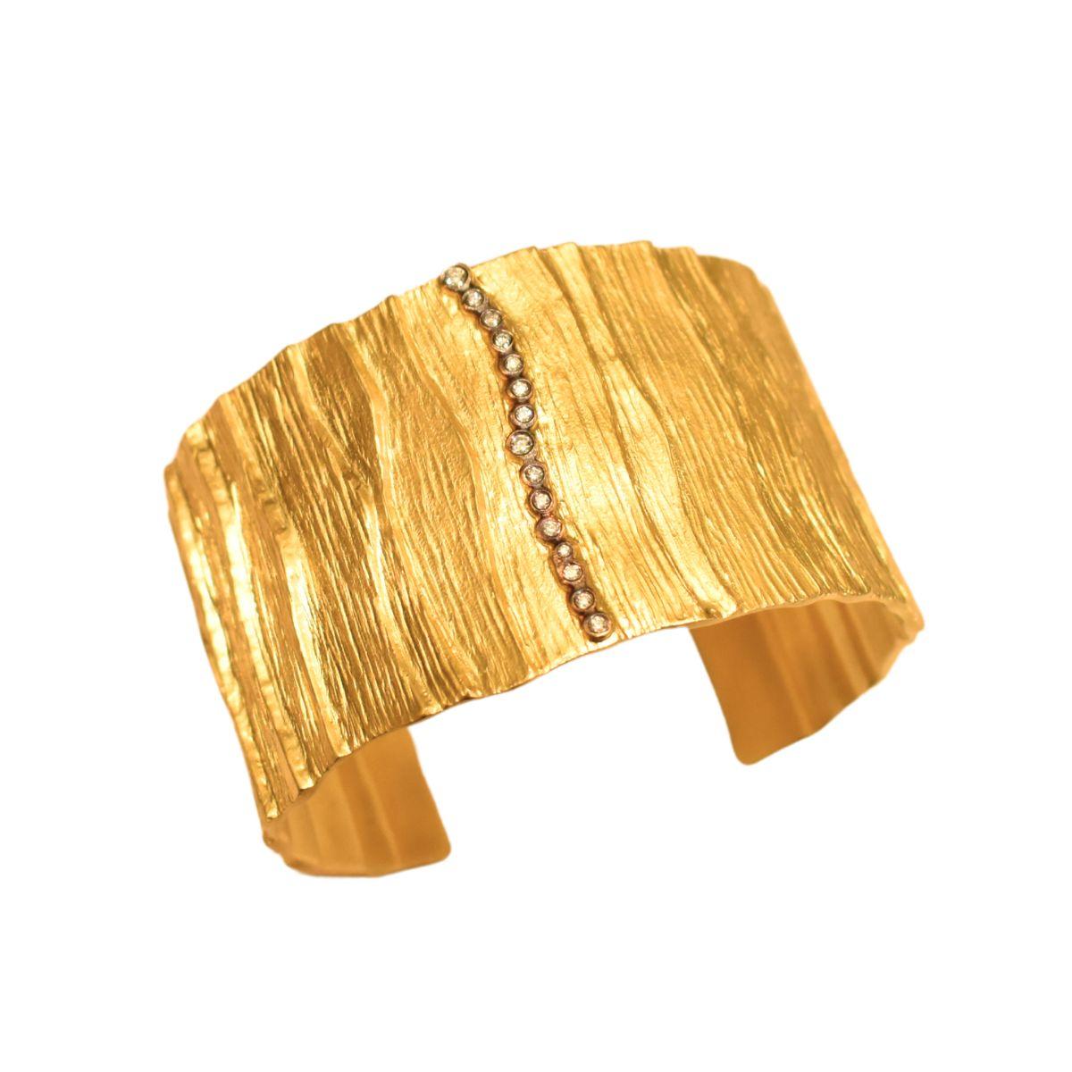Wide Gold Tree Fusion Bangle - K.S. Sze & Sons