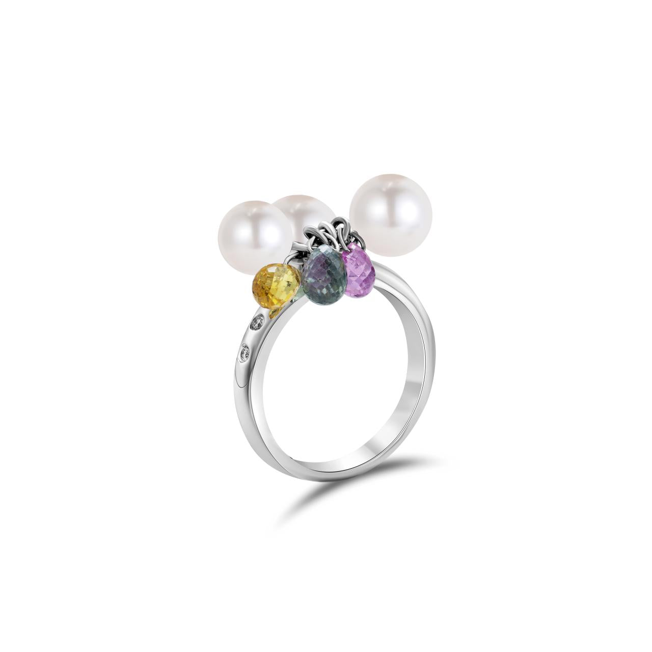 Japanese Cultured Pearl & Sapphire Ring - K.S. Sze & Sons