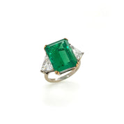 Grand Emerald & Diamond Ring (GRS Certificate) - K.S. Sze & Sons