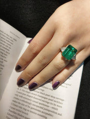 Grand Emerald & Diamond Ring (GRS Certificate) - K.S. Sze & Sons