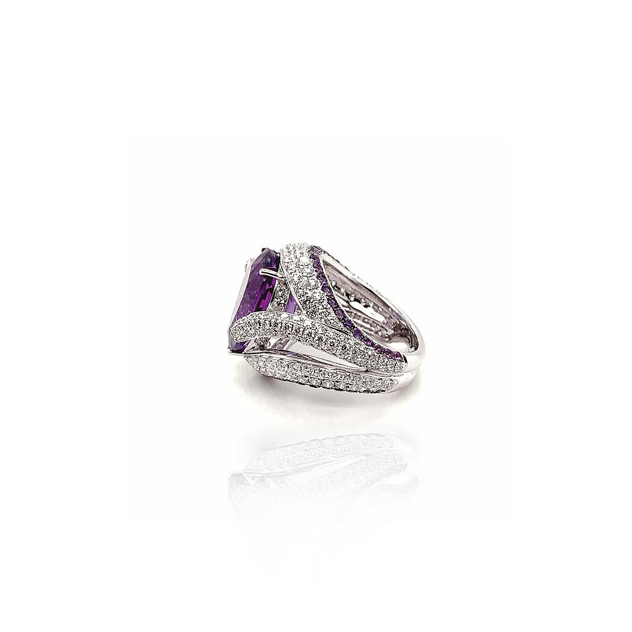 Amethyst & Diamond Cocktail Ring - K.S. Sze & Sons