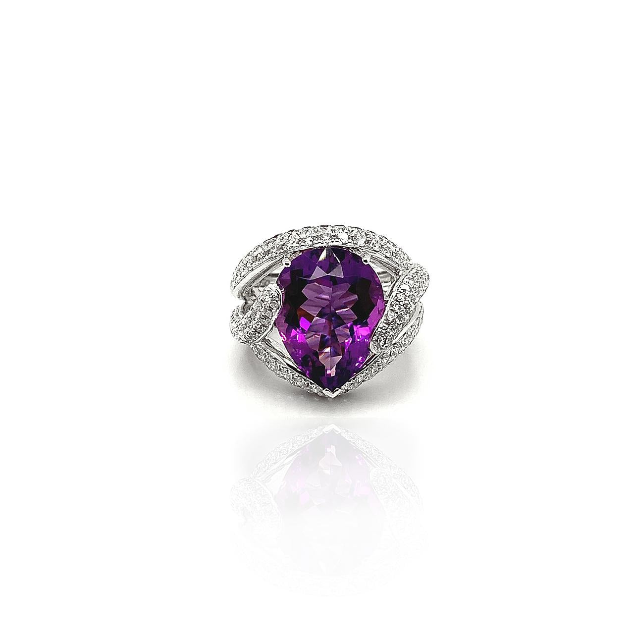 Amethyst & Diamond Cocktail Ring - K.S. Sze & Sons