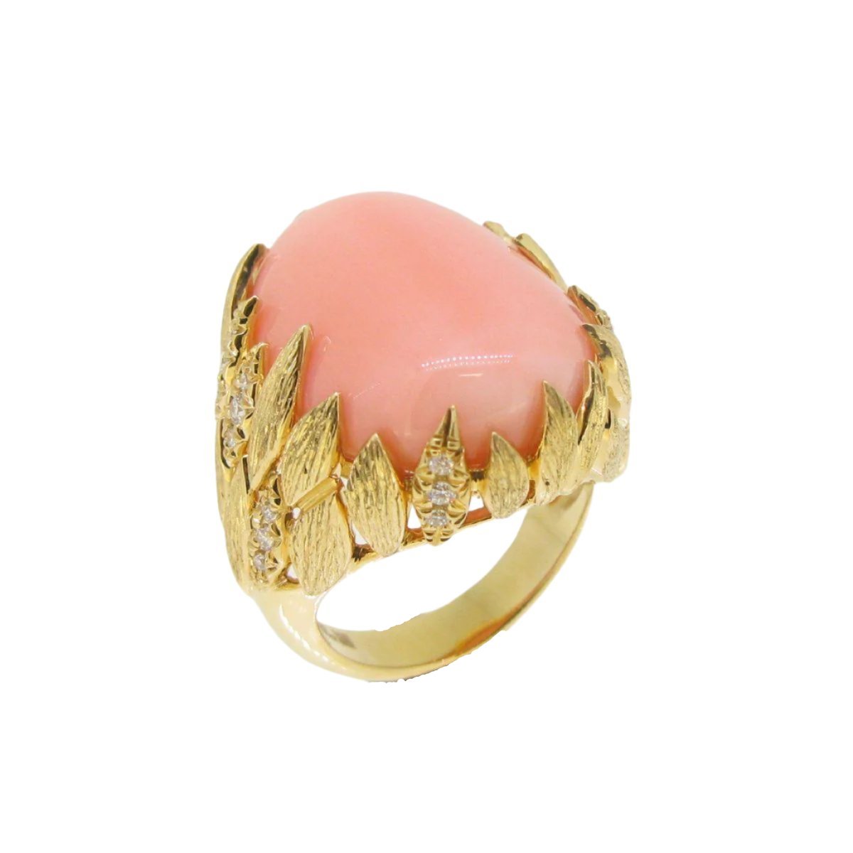 Coral & Diamond Ring - K.S. Sze & Sons