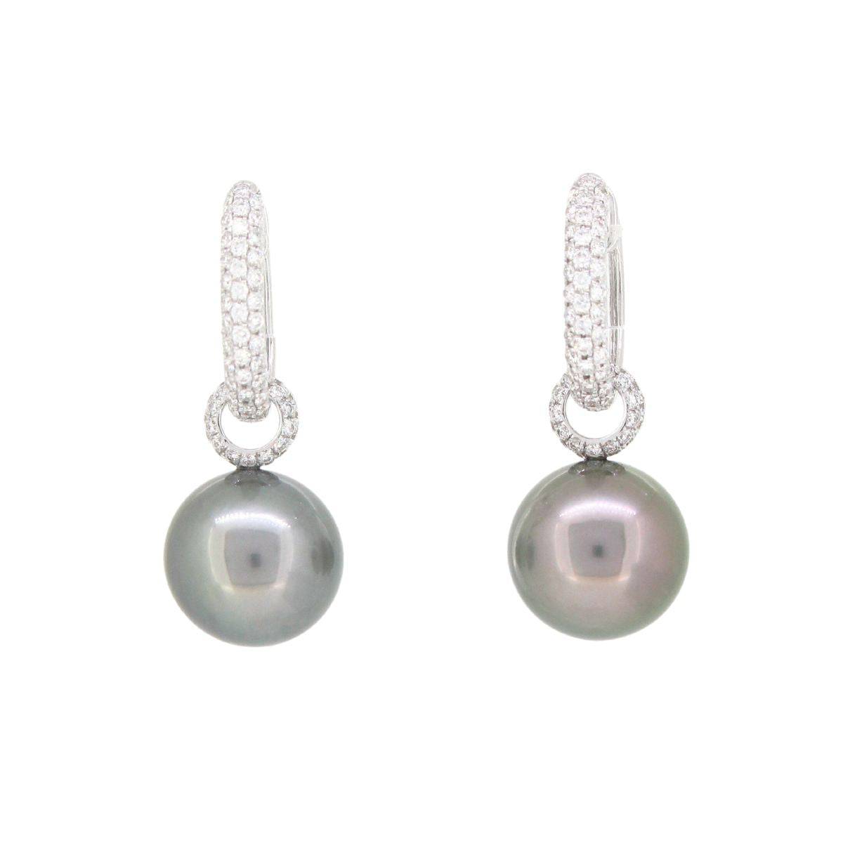 Tahitian Pearl & Diamond Earrings - K.S. Sze & Sons