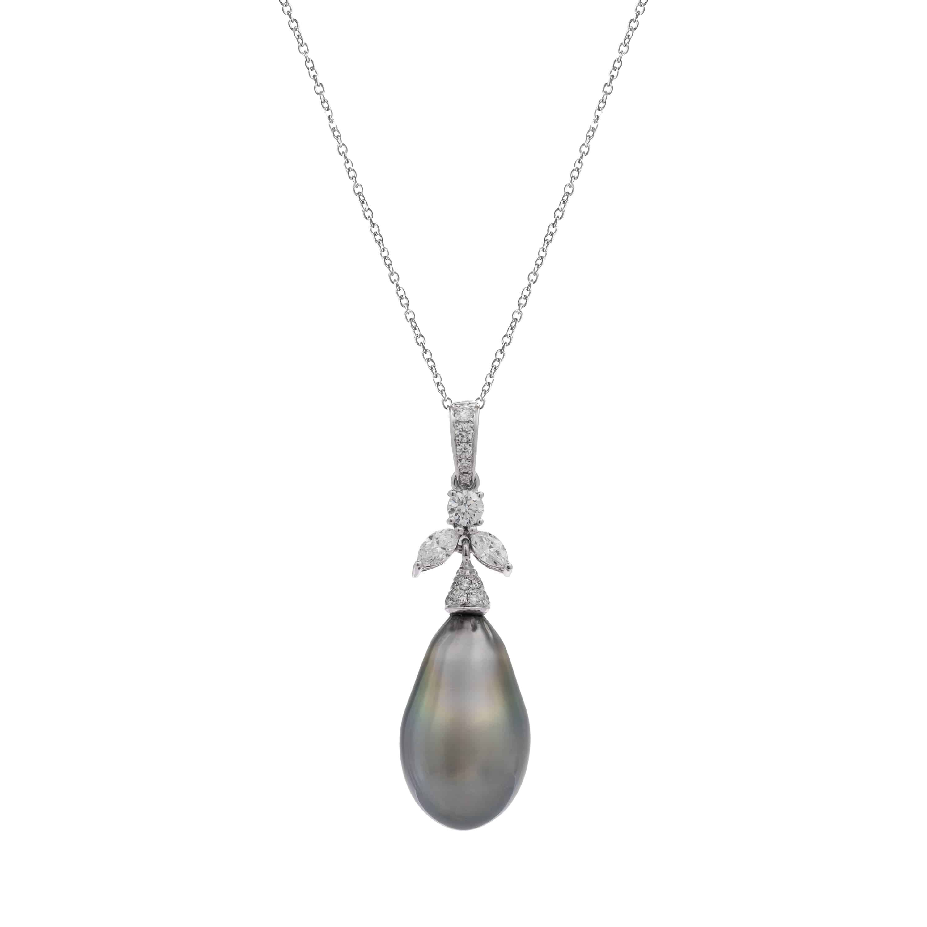 Tahitian South Pearl & White Diamond Pendant - K.S. Sze & Sons