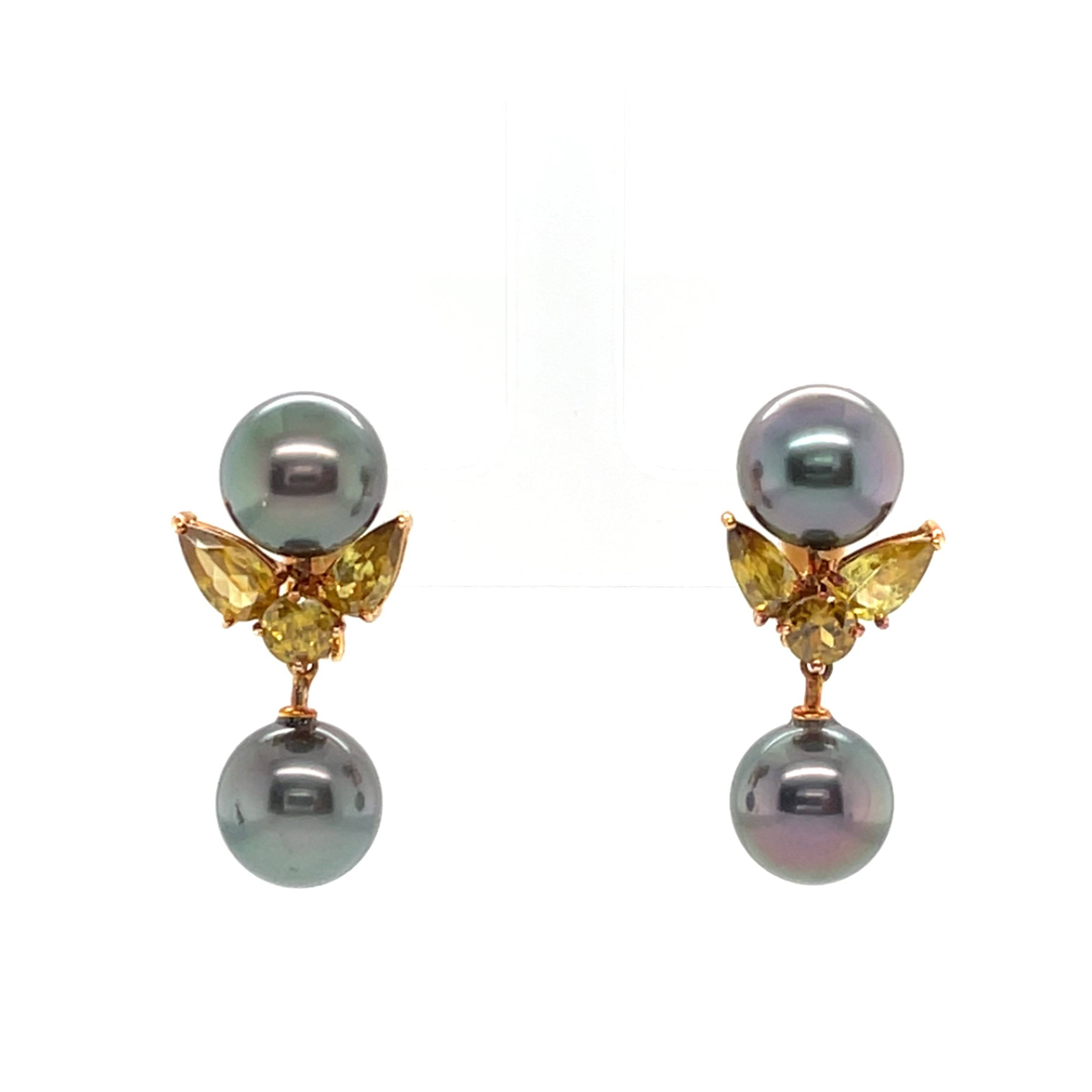 Tahitian South Sea Pearl & Sphene Earrings - K.S. Sze & Sons