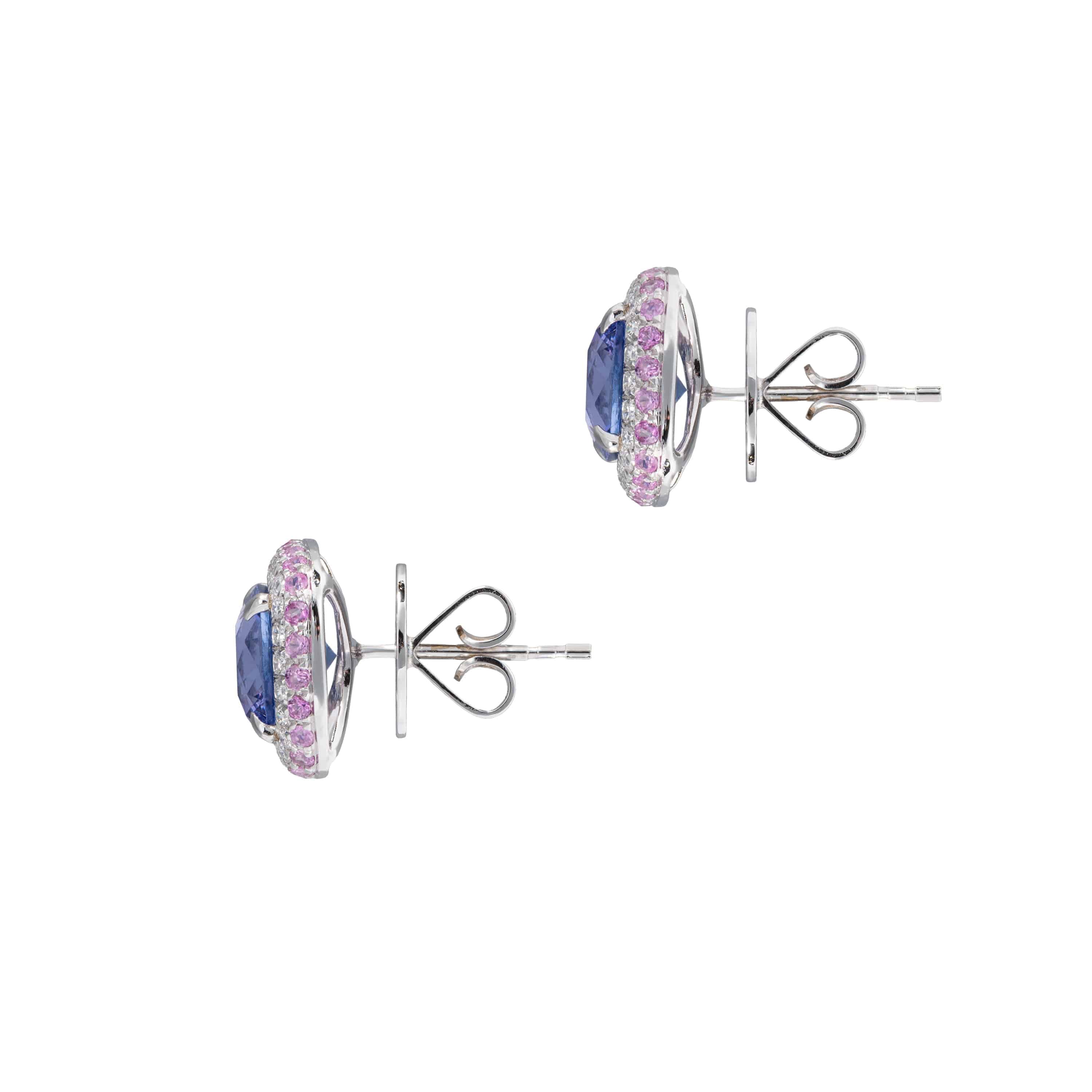 Tanzanite, Pink Sapphire & Diamond Earrings - K.S. Sze & Sons