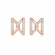The Big Z Ear Studs in Rose Gold with Diamonds (Large) - K.S. Sze & Sons