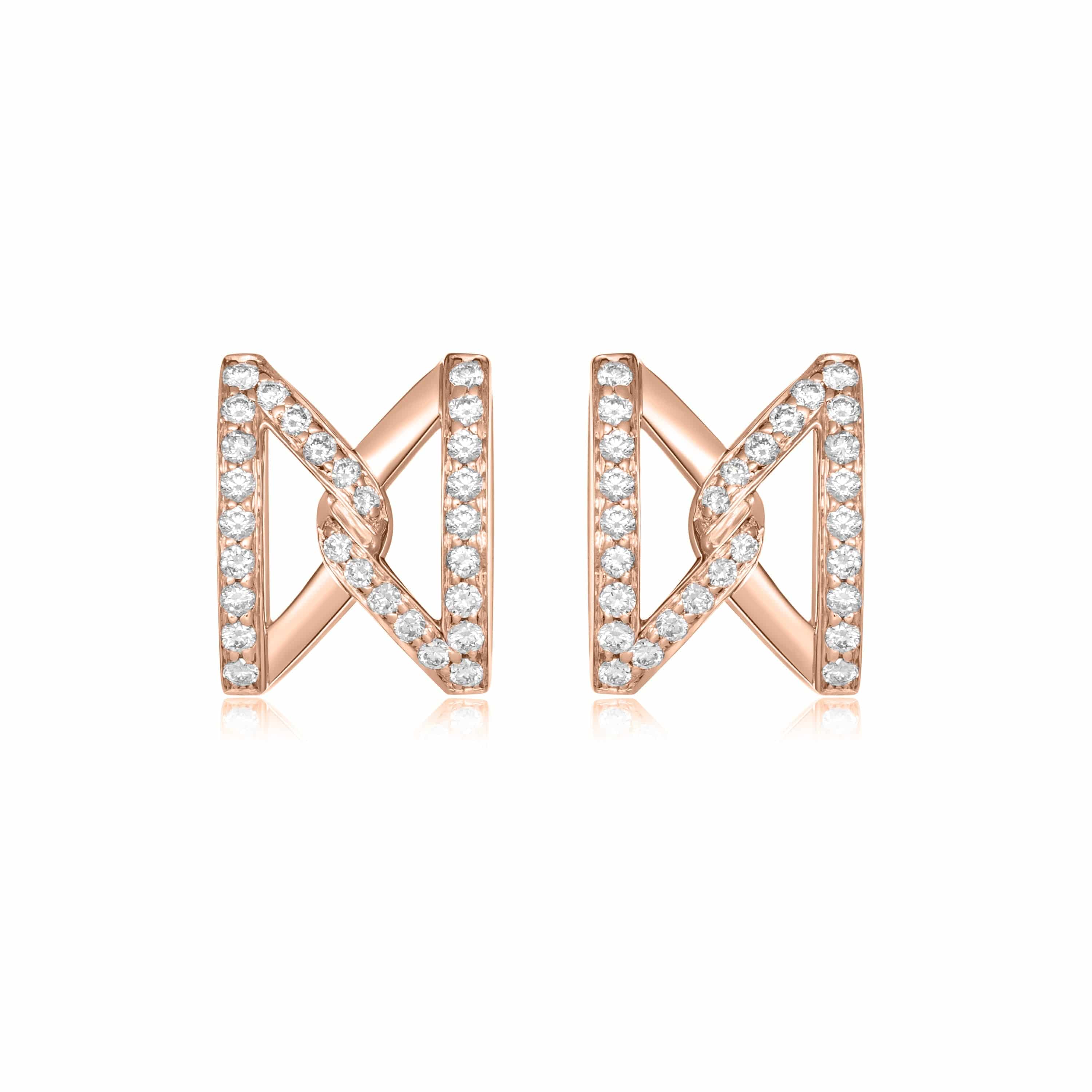 The Big Z Ear Studs in Rose Gold with Diamonds (Large) - K.S. Sze & Sons