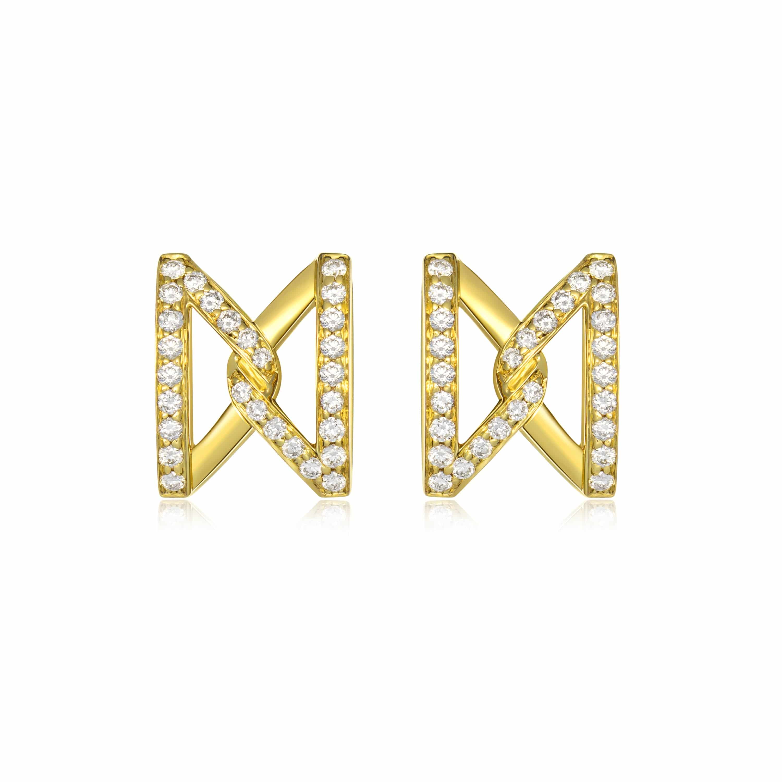 The Big Z Ear Studs in White Gold with Diamonds (Small) - K.S. Sze & Sons